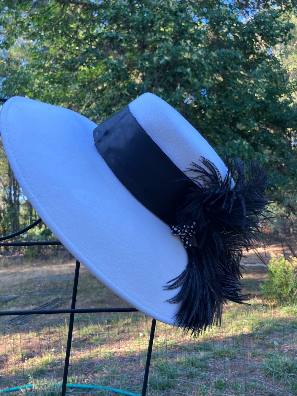 Joe Bill Miller wool brimmed hat with real feathers and ribbon